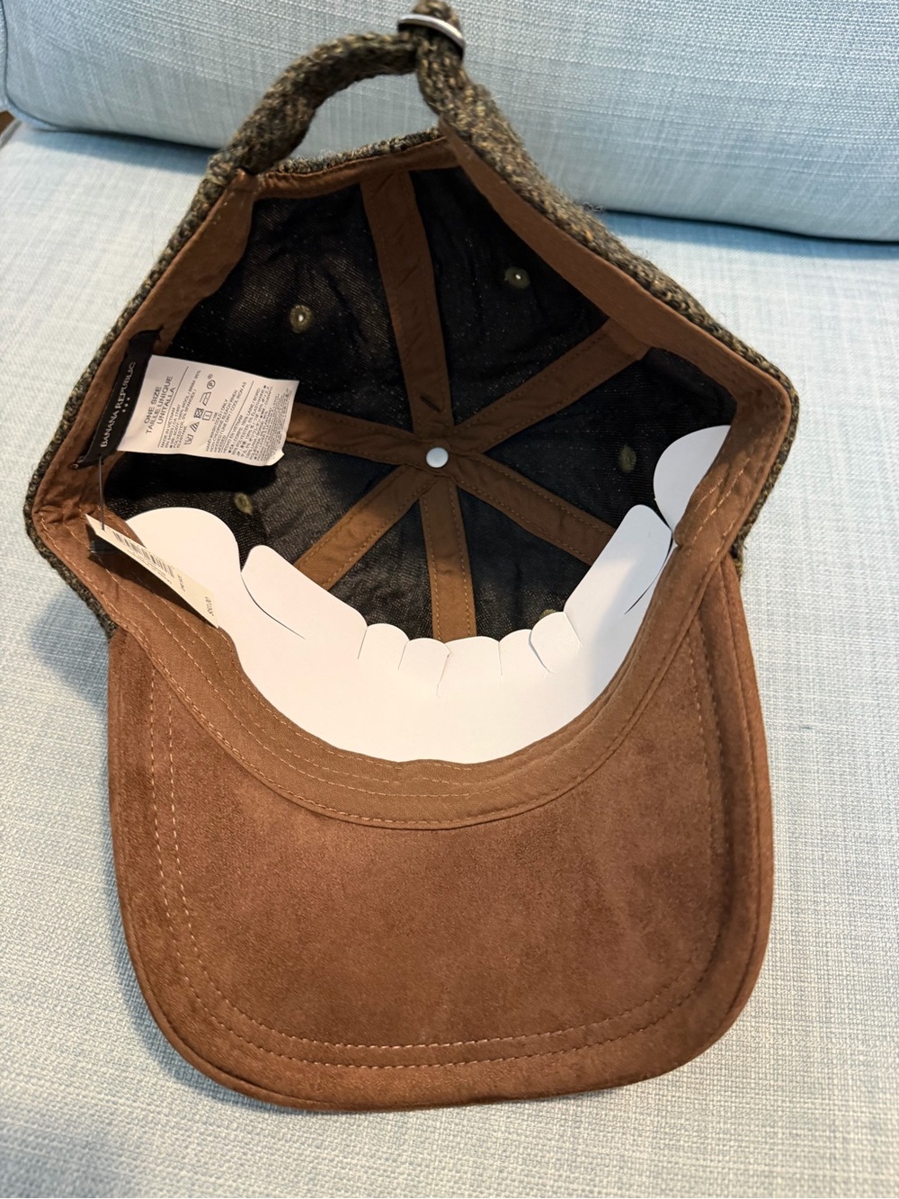 Banana Republic Green Herringbone Tweed Wool Cap with Vegan Suede Bill - Picture 3 of 6